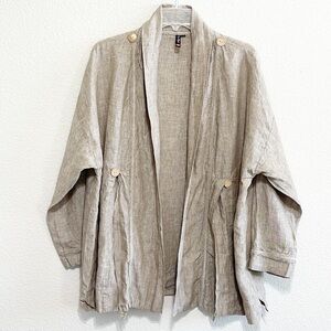 Roni Rabl Woman 100% LINEN Beige Light Weight Cardigan Jacket Size XL
